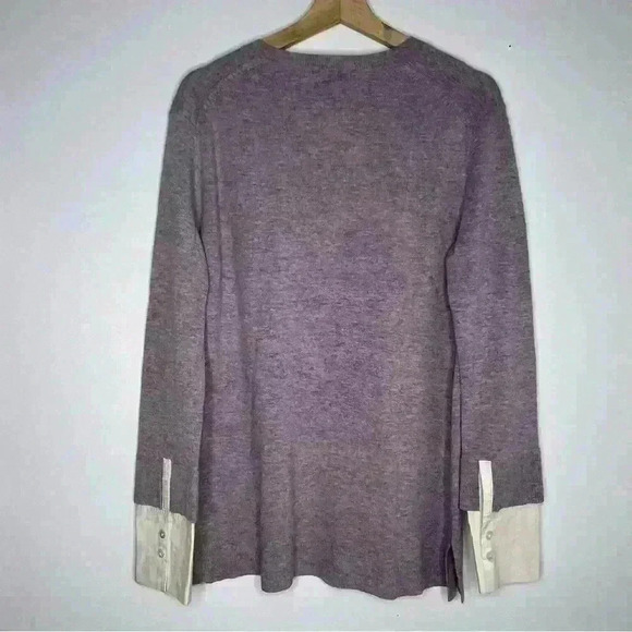 J. Crew Lavender V-Neck Sweater with Shirt Cuffs - Picture 2 of 6
